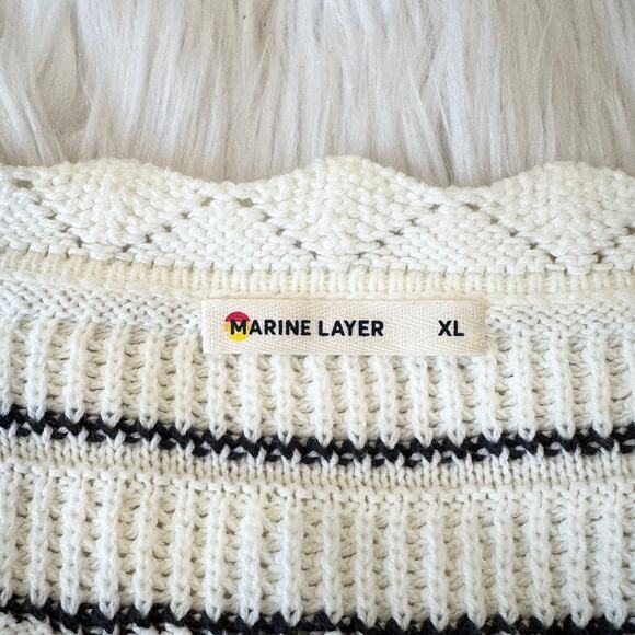 Marine Layer Sara Breton Striped Square Neck Striped Balloon Sleeve Sweater - Picture 10 of 13